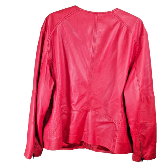 VTG Wilsons Leather Jacket Red Women's Size 3X Zip Front Zip Pocket & Sleeves - Picture 3 of 13
